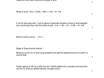 Mark scheme to accompany practical handbook exam questions