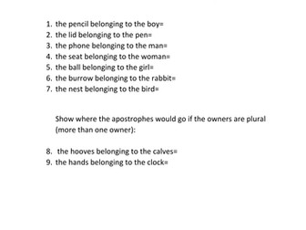 Apostrophes - Smart board with differentiated challenges and extension activity