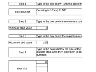 Counting number sequences worksheet generator