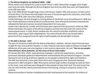 Edexcel South Africa depth study AS/A Level - ANC origins