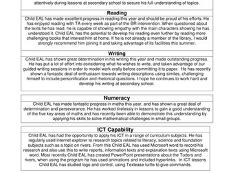 End of Year 6 Report for EAL child