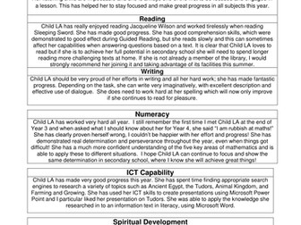 End of Year 6 Report for LA child.