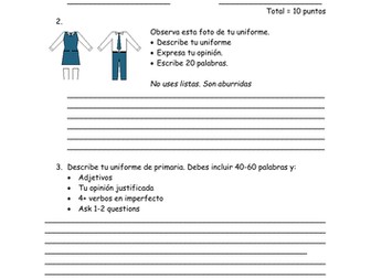 Differentiated YR9 writing exam in line with new GCSE topic: clothes
