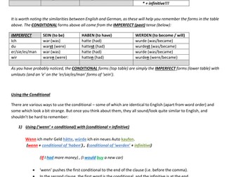 The Conditional In German (Full Instruction Sheet & Differentiated Worksheet)