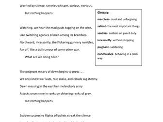 Cover work- Exposure by Wilfred Owen- Poem,glossary and questions