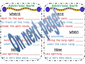 Fronted Adverbial Word Bank / Mat