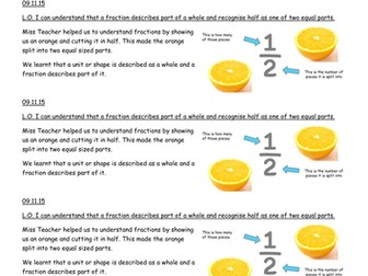 Year 1 Maths 1 week plan and resource for Fractions