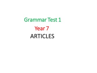 Year 7 French Grammar Tests