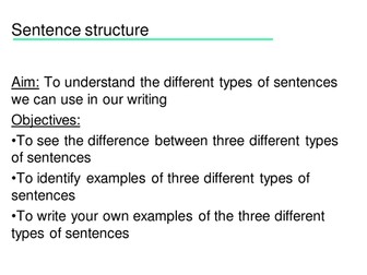 An introduction to simple, compound and complex sentences with presentation, handouts & worksheets