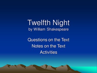 William Shakespeare's Twelfth Night: Act One Questions and Activities