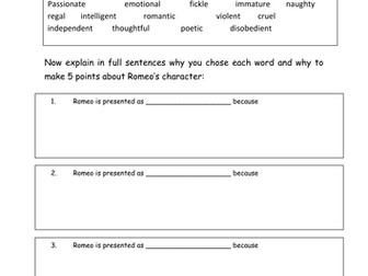 ROMEO AND JULIET-  11 page workbook- ideal for cover/revision
