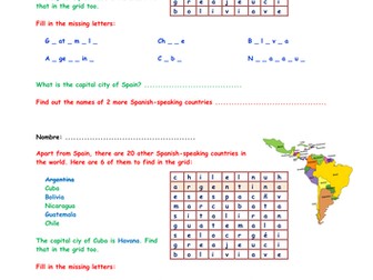 KS3 Spanish homework activity: Spanish-speaking countries