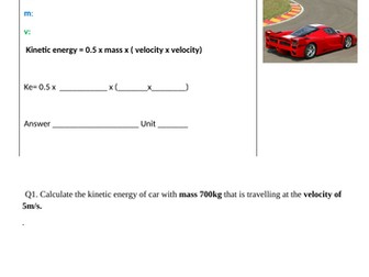 GCSE 9-1 GPE and kinetic energy calculations