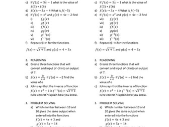 New 9-1 Maths GCSE Fluency-Reasoning-Problem Solving: Functions