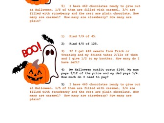 Halloween Fraction of a Number KS2