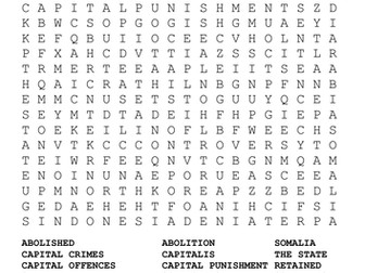 Capital Punishment Word Search
