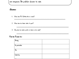 French TV reading comprehension