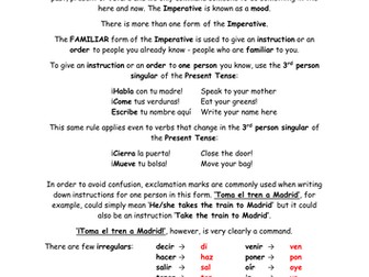 KS5/KS4 Spanish - The Imperative