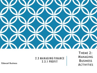 Theme 2: Managing Business Activities - 2.3 Managing Finance