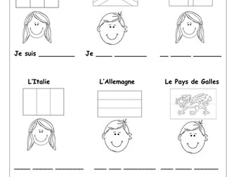 French - Countries and Nationalities Worksheet