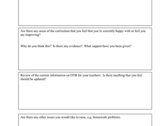 Pupil Interview and Observation Template for Curriculum Support