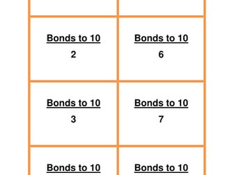 Quiz Quiz trade cards- Number bonds to 10