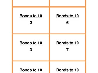 Quiz Quiz trade cards- Number bonds to 10