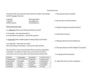 Les verbes pronominaux / pronominal verbs