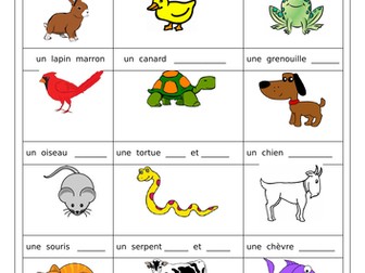 french animals des animaux bundle worksheets