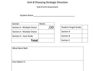 AQA Unit 8 Choosing Strategic Direction - End of Unit Test