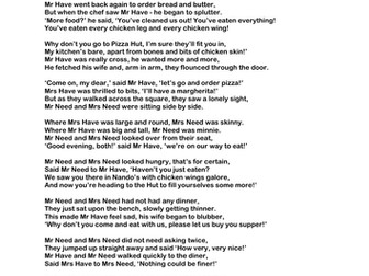 Mr and Mrs Have. Poem for Harvest.