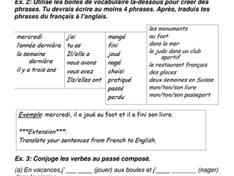 KS3 French - Holidays and 'passé composé' with 'avoir/être' verbs