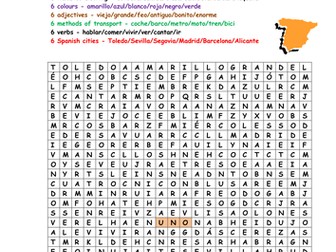 KS3/KS4 Spanish - mega wordsearch