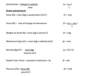 Cambridge iGCSE  Physics Formula Booklet