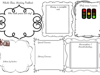 Whole Class Marking Feedback 'Crib sheet'