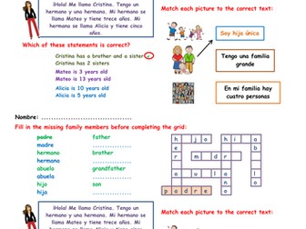 KS3 Spanish starter - family members