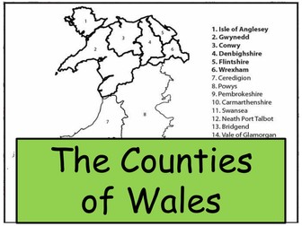Map of the Welsh counties