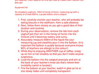 WAGOLL instructions: How to make your teacher disappear!