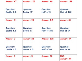Doubling and halving loop cards KS2 differentiated x 3
