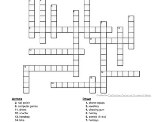 German pocket money crossword