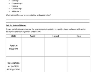 Year 7 Particles and Chemical Reactions Revision Pack