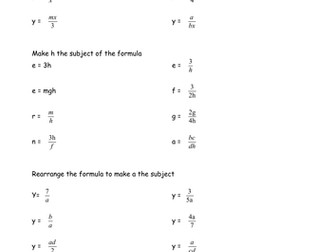 Rearranging formulae - Changing the subject of formulae
