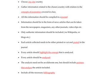 IGCSE Economics - Two year project