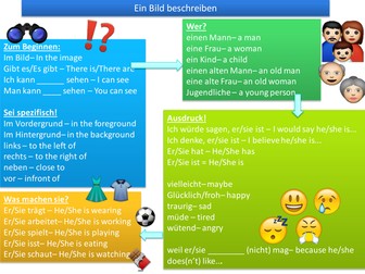 German describe photo card discussion prompt