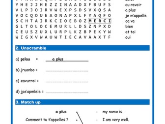 French greetings (Bonjour) - Simple Worksheet (Studio/Expo)