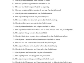 School Rules in German - Actual or Dream School?  Modal verbs and opinions