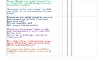 Four Operations Word Problems Differentiated x 3 UKS2