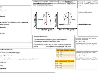 Endothermic and exothermic revision for GCSE AQA 9-1 trilogy