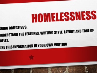 Leaflet Writing on the topic of homelessness AQA GCSE Writing