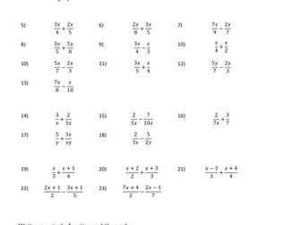 Adding and Subtracting Algebraic Fractions